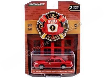 Cochesdememetal.es 2001 Ford Crown Victoria Interceptor Bomberos Baltimore "Série d'incendie et de sauvetage 2" 1:64 Greenlight 2