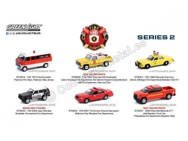 Cochesdemetal.es Lote de 6 Modelos "Fire & Rescue Series 2" 1:64 Greenlight 67020