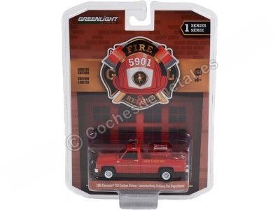 Cochesdemetal.es 1986 Chevrolet C20 Custom Pickup Truck Bomberos de Indiana "Fire & Rescue Series 1" 1:64 Greenlight 67010A 2