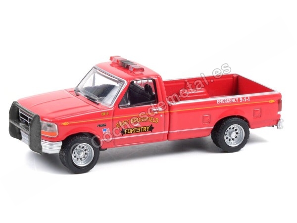 Cochesdememetal.es 1992 Ford F-350 Camique de camionnette Bomberos de Massachusetts "Series Fire & Rescue 1" 1:64 Greenlight