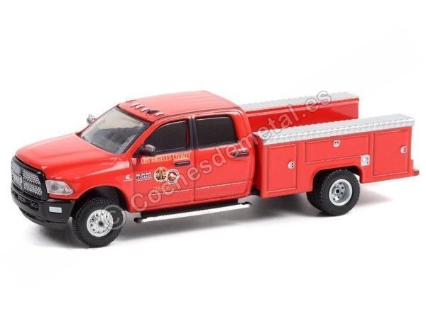 Cochesdemetal.es 2017 Dodge Ram 3500 Dually Truck Red Bomberos de Los Angeles "Series Fire & Rescue 1" 1:64 Greenlight 67010E
