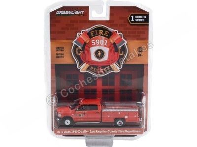 2017 Dodge Ram 3500 Dually Truck Red Bomberos de Los Angeles "Fire & Rescue Series 1" 1:64 Greenlight 67010E Cochesdemetal.es 2