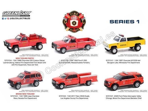 Cochesdemetal.es Lote de 6 Modelos "Fire & Rescue Series 1" 1:64 Greenlight 67010