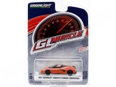 Cochesdemetal.es 2021 Chevrolet Corvette Stingray Convertible "GL Muscle Series 26" 1:64 Greenlight 13310F 2