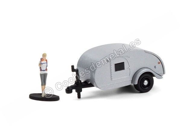 Cochesdemetal.es 1956 Caravana Teardrop Trailer + Mochilero "Homes Homes Series 10" 1:64 Greenlight 34100F