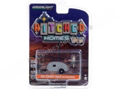 Cochesdemetal.es 1956 Caravana Teardrop Trailer + Mochilero "Homes Homes Series 10" 1:64 Greenlight 34100F 2