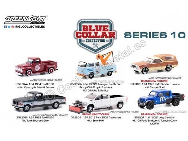 Cochesdemetal.es Lote de 6 Modelos "Blue Collar Collection Series 10" 1:64 Greenlight 35220