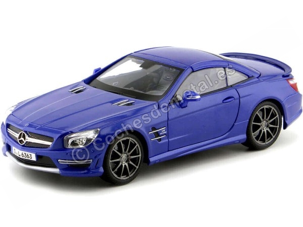 CARSDEMETAL.ES 2013 Mercedes-Benz SL 63 AMG Hard Top Metallic Blue 1:18 MAISTO Premiere 36199