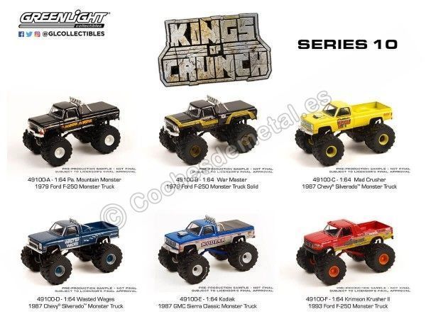 Cochesdemetal.es Lote de 6 Modelos "Kings of Crunch Series 10" 1:64 Greenlight 49100