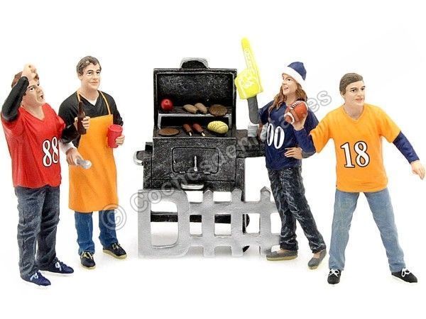 Carsdemetal.es Resin figures "Fiesta sur le barbecue de 4 figures avec barbecue" 1:18 American Diorama 77595