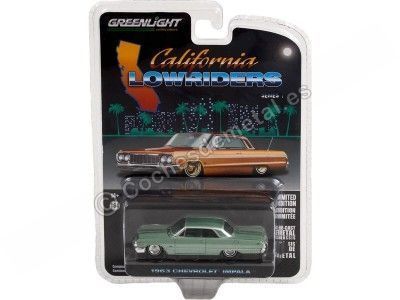 Cochesdemetal.es 1963 Chevrolet Impala Custom Green "California Lowriders Series 1" 1:64 Greenlight 63010b 2