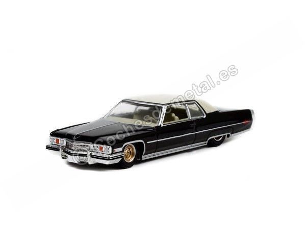 Cochesdemetal.es 1973 Cadillac Coupé Deville Black "California Lowriders Series 1" 1:64 Greenlight 63010E