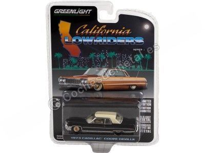 Cochesdemetal.es 1973 Cadillac Coupe DeVille Black "California Lowriders Series 1" 1:64 Greenlight 63010E 2