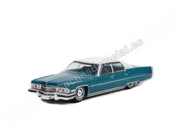 Cochesdemetal.es 1973 Cadillac Sedan Deville Teal "California Lowriders Series 1" 1:64 Greenlight 63010F