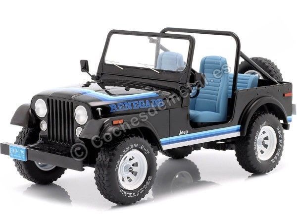 Cochesdemetal.es 1980 Jeep CJ-7 Renegade Negro/Azul 1:18 MC Group 18281