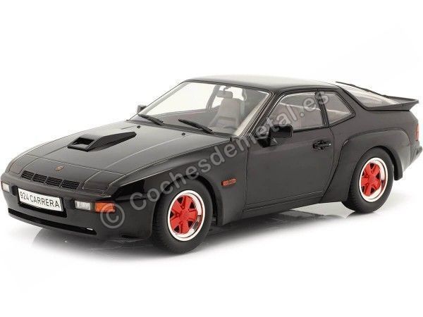 Cochesdemetal.es 1981 Porsche 924 Carrera GT Negro con Llantas Rojas 1:18 MC Group 18304