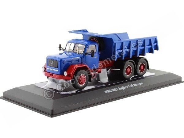 Cochesdemetal.es 1964 Magirus Jupiter 6x6 Dumper con Volquete Azul/Rojo 1:43 IXO Models TRUD004