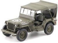 1942 Jeep Willys 1-4 Ton Army Truck Cerrado Verde Caqui 1:18 Welly 18055H