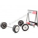 CARSDEMETAL.ES BBS Wheel Exposant avec deux haches et quatre roues 1:18 Modèles IXO Set004W