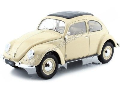 Cochesdemetal.es 1950 Volkswagen Classic T1 Kafer Beetle Beige 1:18 Welly 18040