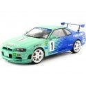 Cochesdemetal.es 1999 Nissan Skyline GT-R (R34) Falken Drift Livery Turquesa/Azul 1:18 Solido S1804304