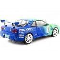 Cochesdemetal.es 1999 Nissan Skyline GT-R (R34) Falken Drift Livery Turquesa / Azul 1:18 SOLODO S1804304