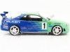 Cochesdemetal.es 1999 Nissan Skyline GT-R (R34) Falken Drift Livery Turquesa / Azul 1:18 SOLODO S1804304