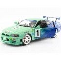 Cochesdemetal.es 1999 Nissan Skyline GT-R (R34) Falken Drift Livery Turquesa / Azul 1:18 SOLODO S1804304