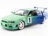 Cochesdemetal.es 1999 Nissan Skyline GT-R (R34) Falken Drift Livery Turquesa / Azul 1:18 SOLODO S1804304