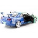 Cochesdemetal.es 1999 Nissan Skyline GT-R (R34) Falken Drift Livery Turquesa / Azul 1:18 SOLODO S1804304