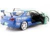 Cochesdemetal.es 1999 Nissan Skyline GT-R (R34) Falken Drift Livery Turquesa / Azul 1:18 SOLODO S1804304