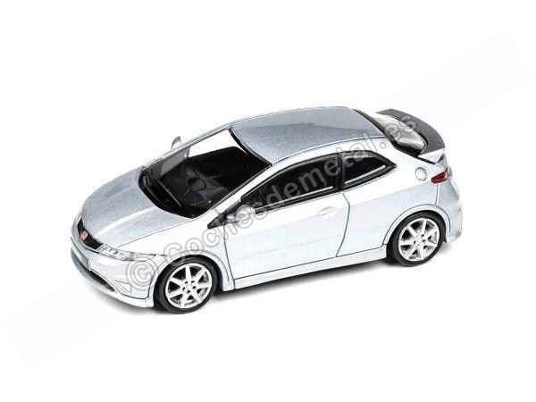 Cochesdemetal.es 2007 Honda Civic Type-R FN2 Euro Alabaster Silver Metallic 1:64 Paragon Models 55394