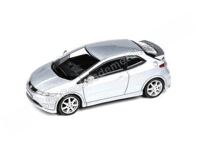 Cochesdemetal.es 2007 Honda Civic Type-R FN2 Euro Alabaster Silver Metallic 1:64 Paragon Models 55394