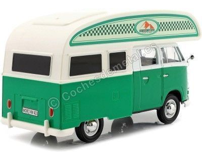 Cochesdemetal.es 1967 Volkswagen Type 2 (T3) Camper Van Blanco/Verde 1:24 Motor Max 79592 2