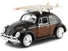 Cochesdemetal.es 1966 Volkswagen Beetle con Tablas de Surf Negro/Madera 1:24 Motor Max 79591