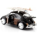 Cochesdemetal.es 1966 Volkswagen Beetle con Tablas de Surf Negro/Madera 1:24 Motor Max 79591