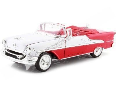 Cochesdemetal.es 1955 Oldsmobile Super 88 Convertible Blanco/Rojo 1:24 Welly 22432