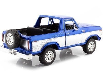Cochesdemetal.es 1978 Ford Bronco OpenTop + Rueda de Repuesto Azul/Plateado 1:24 Motor Max 79372 2
