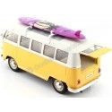 Cochesdemetal.es 1963 Volkswagen VW T1 Bus Con Tabla de Surf Amarillo/Beige 1:24 Welly 22095