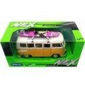 Cochesdemetal.es 1963 Volkswagen VW T1 Bus Con Tabla de Surf Amarillo/Beige 1:24 Welly 22095