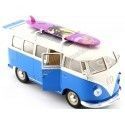 CARSDEMETAL.ES 1963 Volkswagen VW T1 Bus avec table de surf bleu / Beige 1:24 Welly 22095
