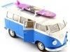 CARSDEMETAL.ES 1963 Volkswagen VW T1 Bus avec table de surf bleu / Beige 1:24 Welly 22095