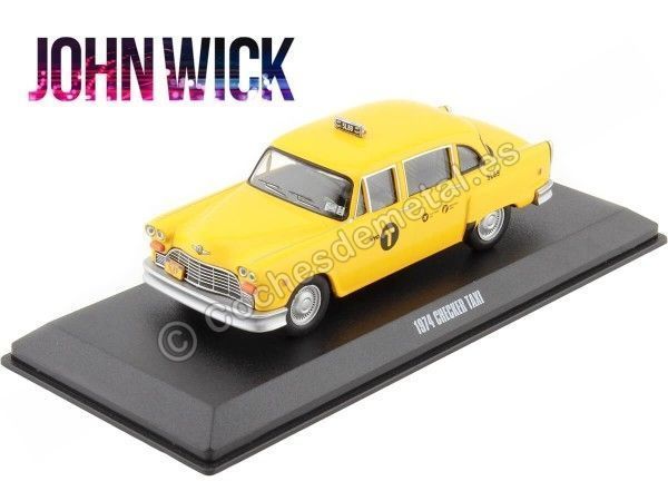 Cochesdemetal.es 1974 Checker Motors Marathon A11 "John Wick" Amarillo 1:43 Greenlight 86607