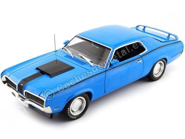 Cochesdemetal.es 1970 Mercury Cougar Eliminator Hardtop MCACN Azul/Negro 1:18 Auto World AMM1253