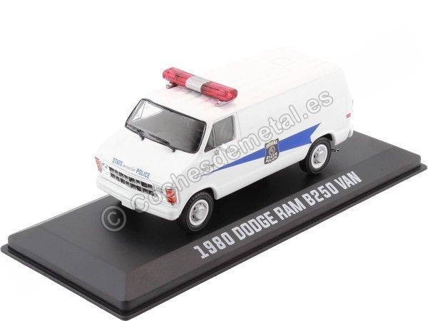 Carsdemetal.es 1980 Dodge Ram B250 Van "Indiana Police" White 1:43 Greenlight 86599