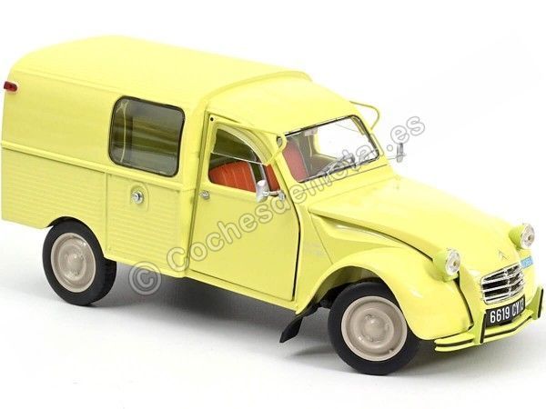 Cochesdemetal.es 1966 Citroen 2CV Fourgonnette AK350 Jaune Pastis 1:18 Norev 181488