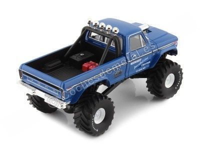 Cochesdemetal.es 1974 Ford F-250 Monster Truck "Midwest Four Wheel Drive & Performance Center Kings of Crunch" Azul 1:43 Gree 2