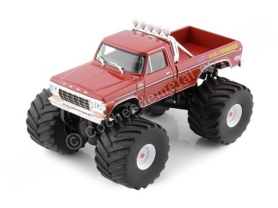 Cochesdemetal.es 1979 Ford F-250 Monster Truck "God of Thunder Kings of Crunch" Rojo 1:43 Greenlight 88042