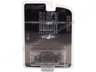 Cochesdemetal.es 2021 Chevrolet Corvette C8 Stingray Convertible "Black Bandit Series 26" 1:64 Greenlight 28090d 2