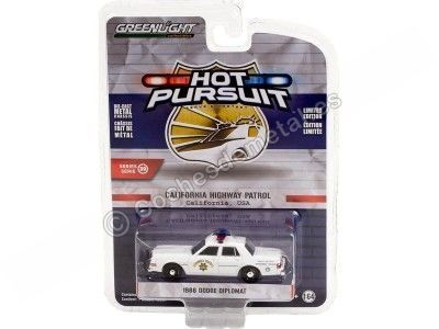 Cochesdemetal.es 1988 Dodge Diplomat California Highway Patrol "Hot Pursuit Series 39" 1:64 Greenlight 42970C 2
